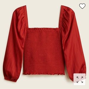 J Crew Square Smocked Satin Top